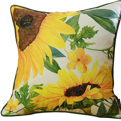 Set Of 2 Square Sunflower Throw Pillow Covers