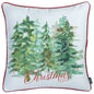 Set of Two 18" Green Red And White Christmas Christmas Trees Fabric Throw Pillow Covers