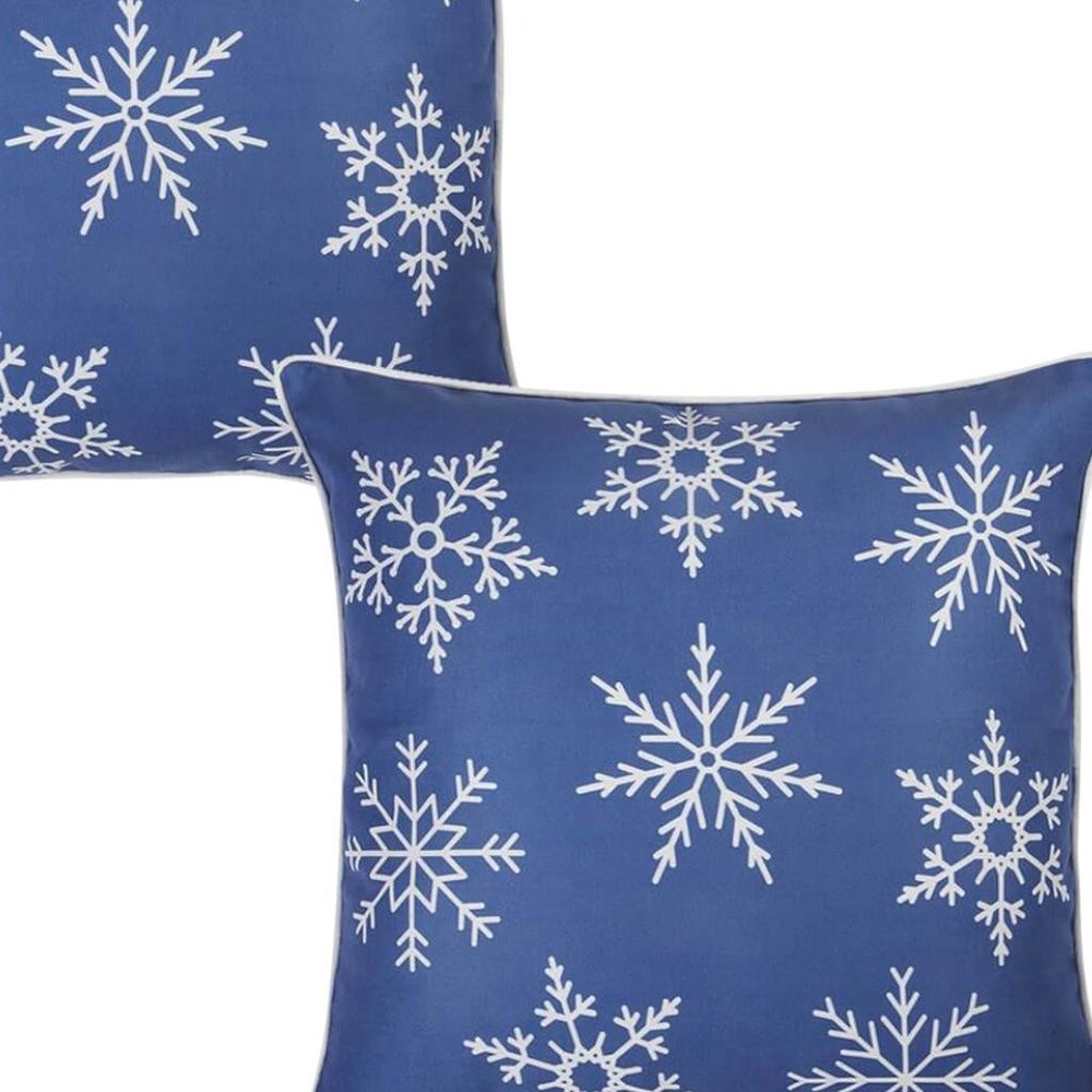 Set Of Two Blue 18" Holiday Snowflakes Throw Pillow Covers