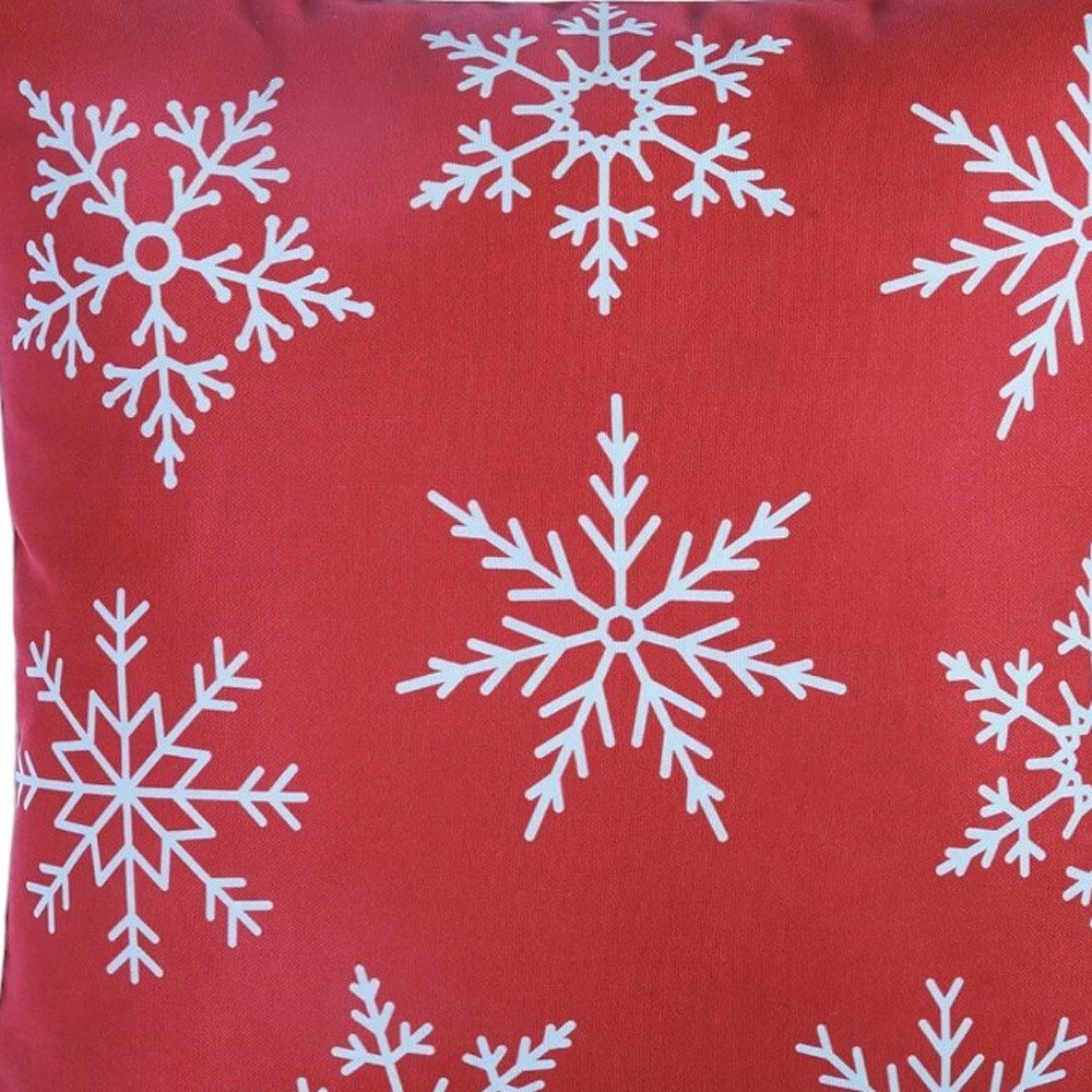 Set Of Two Red 18" Christmas Snowflakes Throw Pillow Covers