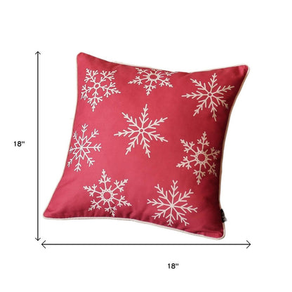 Set Of Two Red 18" Christmas Snowflakes Throw Pillow Covers
