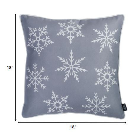 Set of Two 18" Gray Christmas Snowflakes Throw Pillow Cover