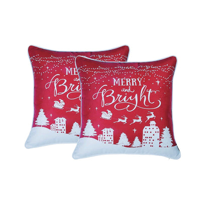 Set of Two 18" Red and White Christmas Throw Pillow Covers