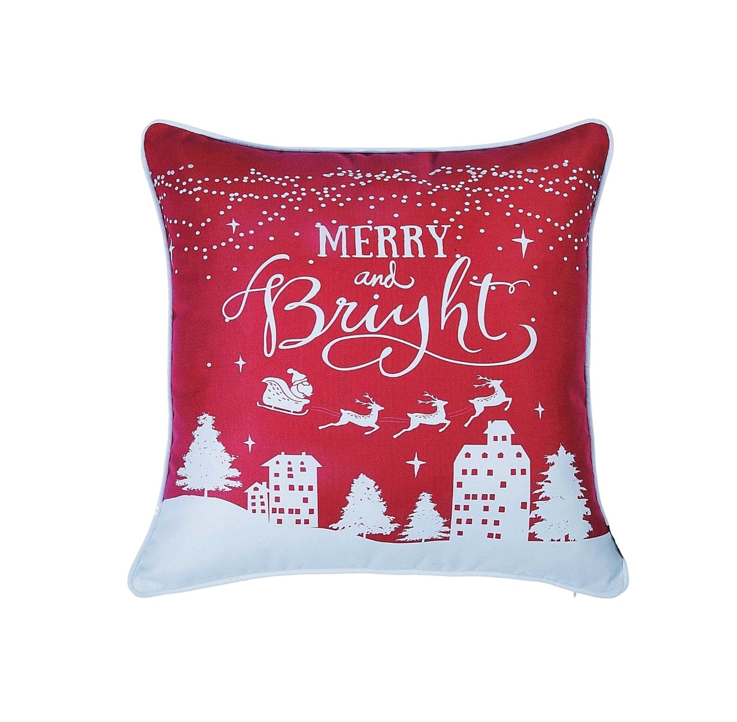 Set of Two 18" Red and White Christmas Throw Pillow Covers