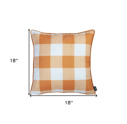 Set Of 2 18"  Fall Season Pumpkin Gingham Throw Pillow Cover