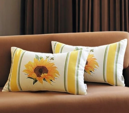 Set Of 2 20"  Fall Sunflower Lumbar Pillow Cover In Multicolor