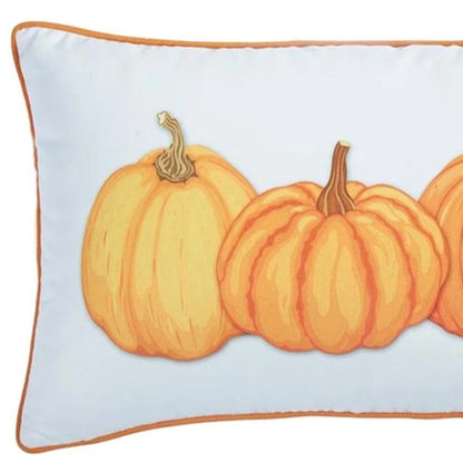 Set of Two 12" X 20" Yellow And White Fabric Lumbar Throw Pillow Covers