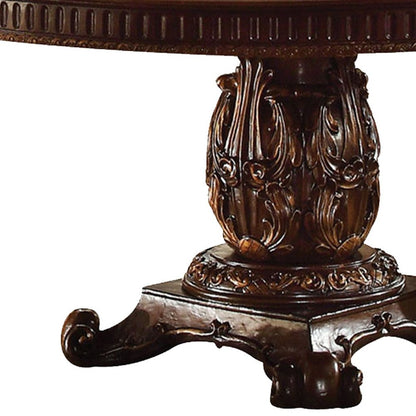 60" Brown Solid Wood Pedestal Base Dining Table