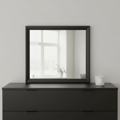 35" Black Square Wood Framed Mounted Dresser Mirror