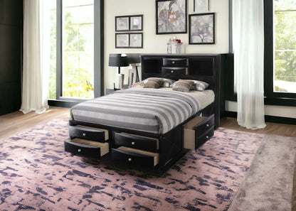 Black Wood Full With Ten Drawers Bed Frame