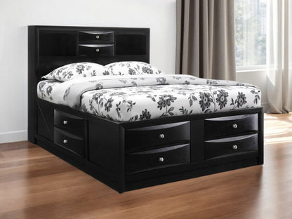 Black Wood Full With Ten Drawers Bed Frame