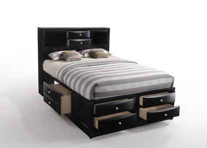 Black Wood Full With Ten Drawers Bed Frame