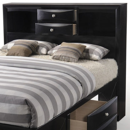 Black Wood Full With Ten Drawers Bed Frame