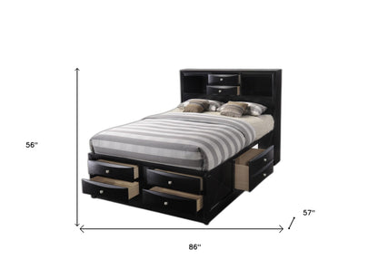 Black Wood Full With Ten Drawers Bed Frame