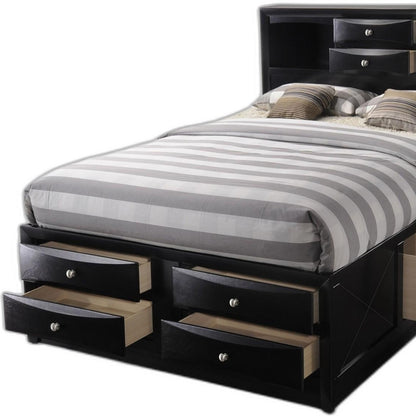 Black Wood Full With Ten Drawers Bed Frame