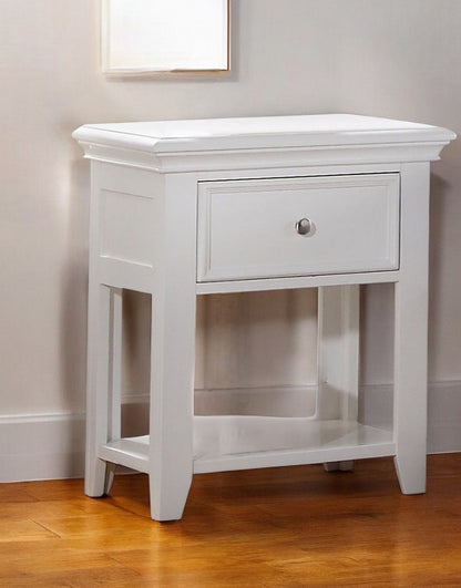 27" White One Drawer Nightstand