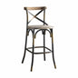 43" Oak And Black and Gold Solid Wood And Metal Bar Height Bar Chair