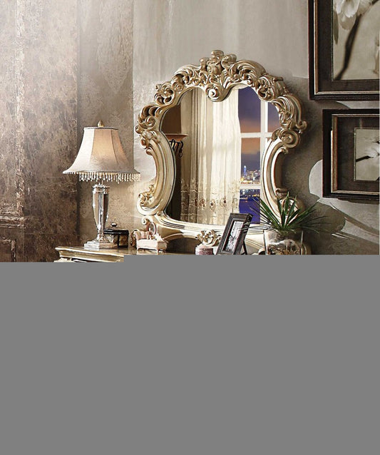 Elaborate Carved Gold Patina Finish Desk Vanity Dressing Table With 7 Drawers