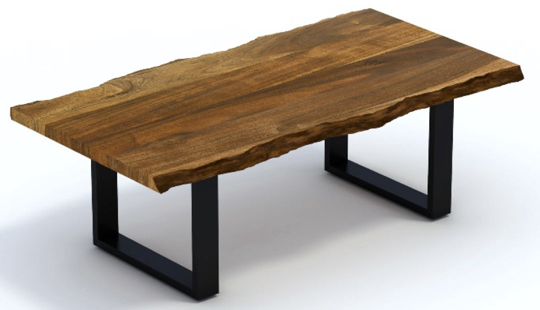 43" Brown Solid Wood And Iron Coffee Table