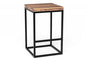 25" Brown And Black Solid Wood And Iron Backless Counter Height Bar Chair