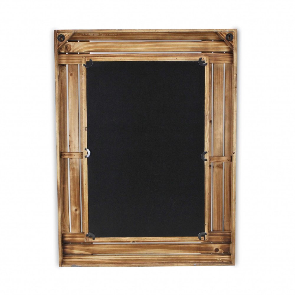 32" Gray Natural and White Wood Framed Accent Mirror