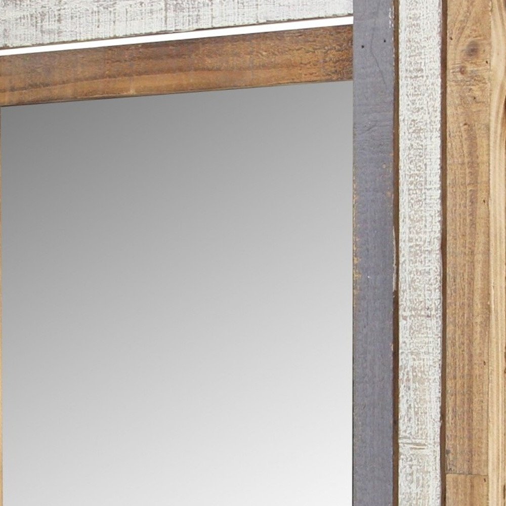 32" Gray Natural and White Wood Framed Accent Mirror
