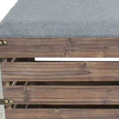 Set of Two 16" Gray Linen Upholstered Storage Entryway Stool With Flip Top