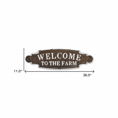 Welcome To The Farm Lacquered Black And White Metal Wall Art