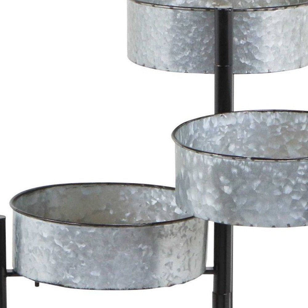 32" Gray And Black Metal Floor Vase