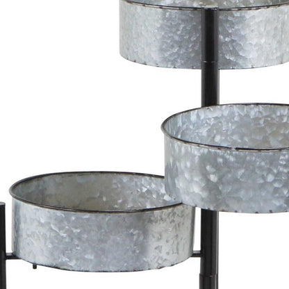32" Gray And Black Metal Floor Vase