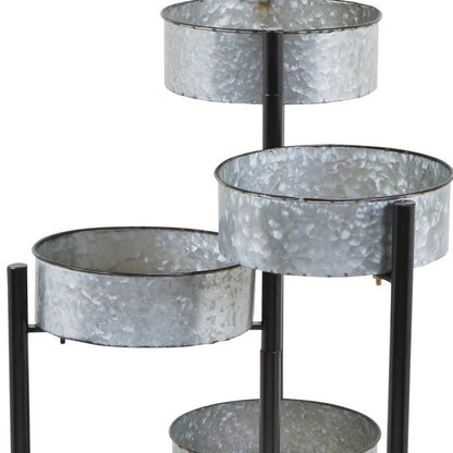 32" Gray And Black Metal Floor Vase