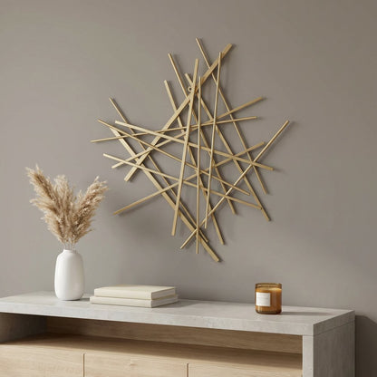 Gold Metal Abstract Linear Strips Wall Art Decor
