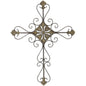 Large Gray Metal Scroll Design Gray Hanging Cross Wall Decor