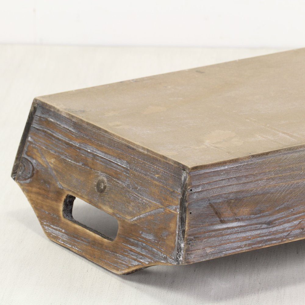 Dark Brown Finish Wood Serving Tray With Handles