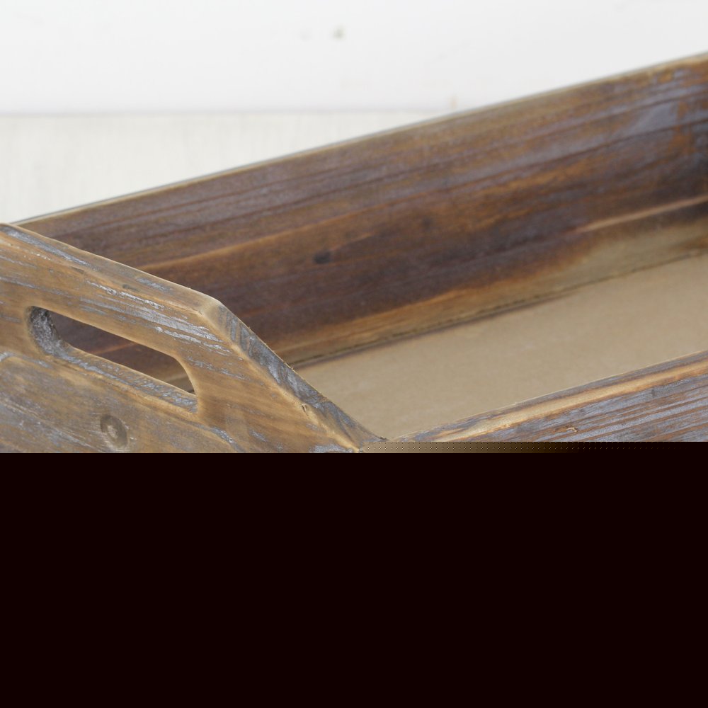 Dark Brown Finish Wood Serving Tray With Handles