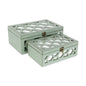 Set of Two Green Wood And Mirrored Glass Boxes