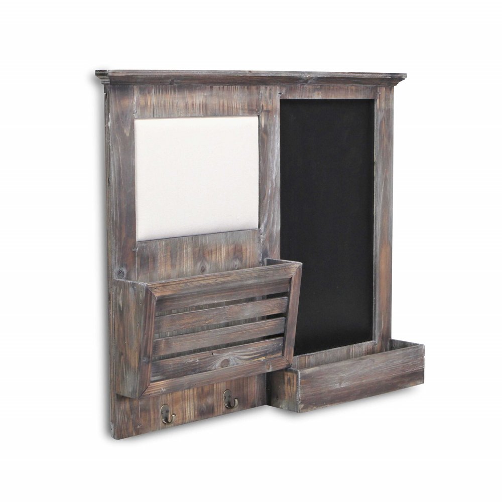 30" Brown Solid Wood Paper Organizer