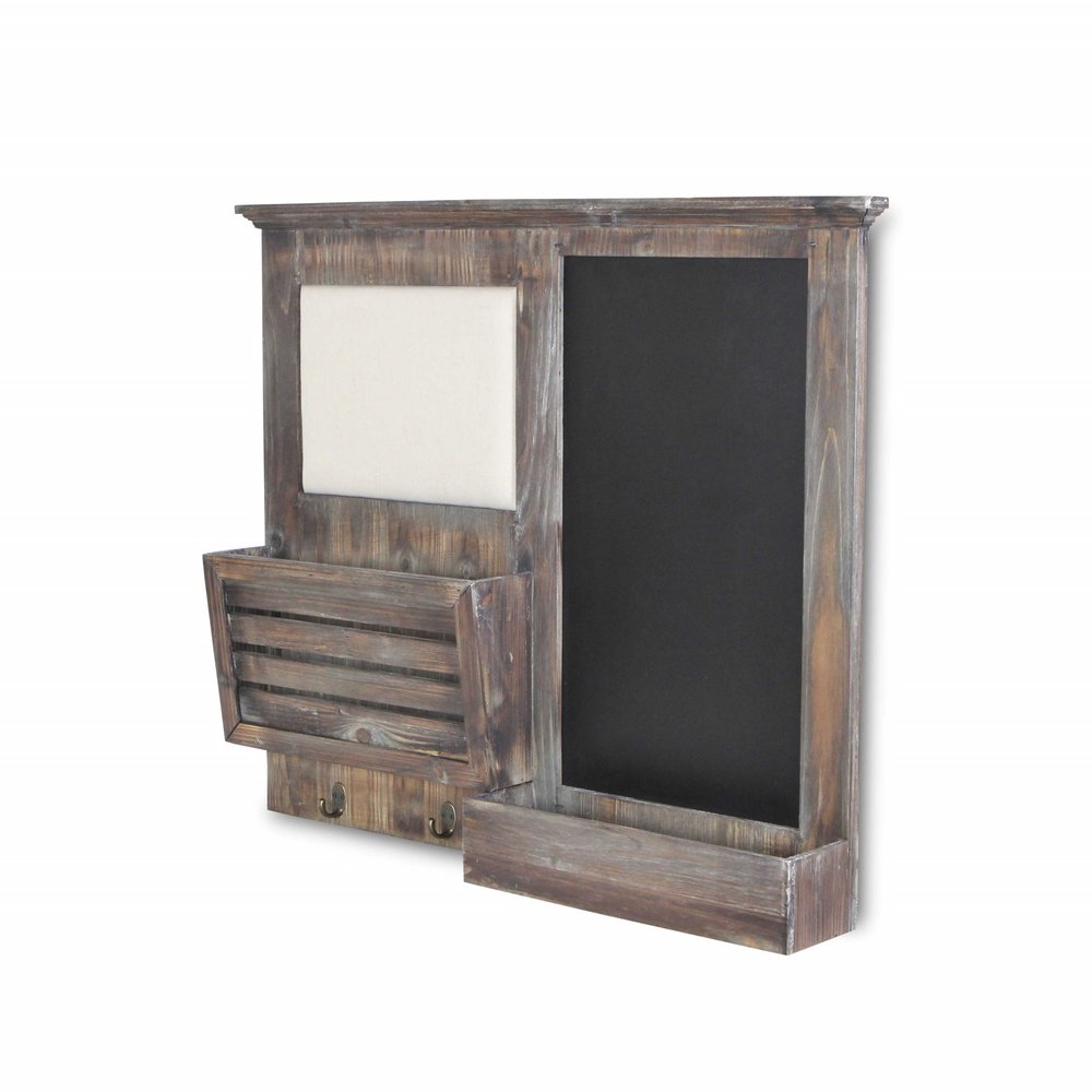 30" Brown Solid Wood Paper Organizer