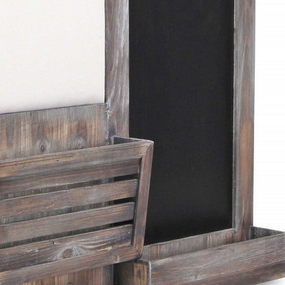 30" Brown Solid Wood Paper Organizer