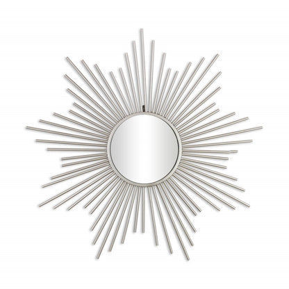 32" Silver Metal Sunburst Framed Accent Mirror