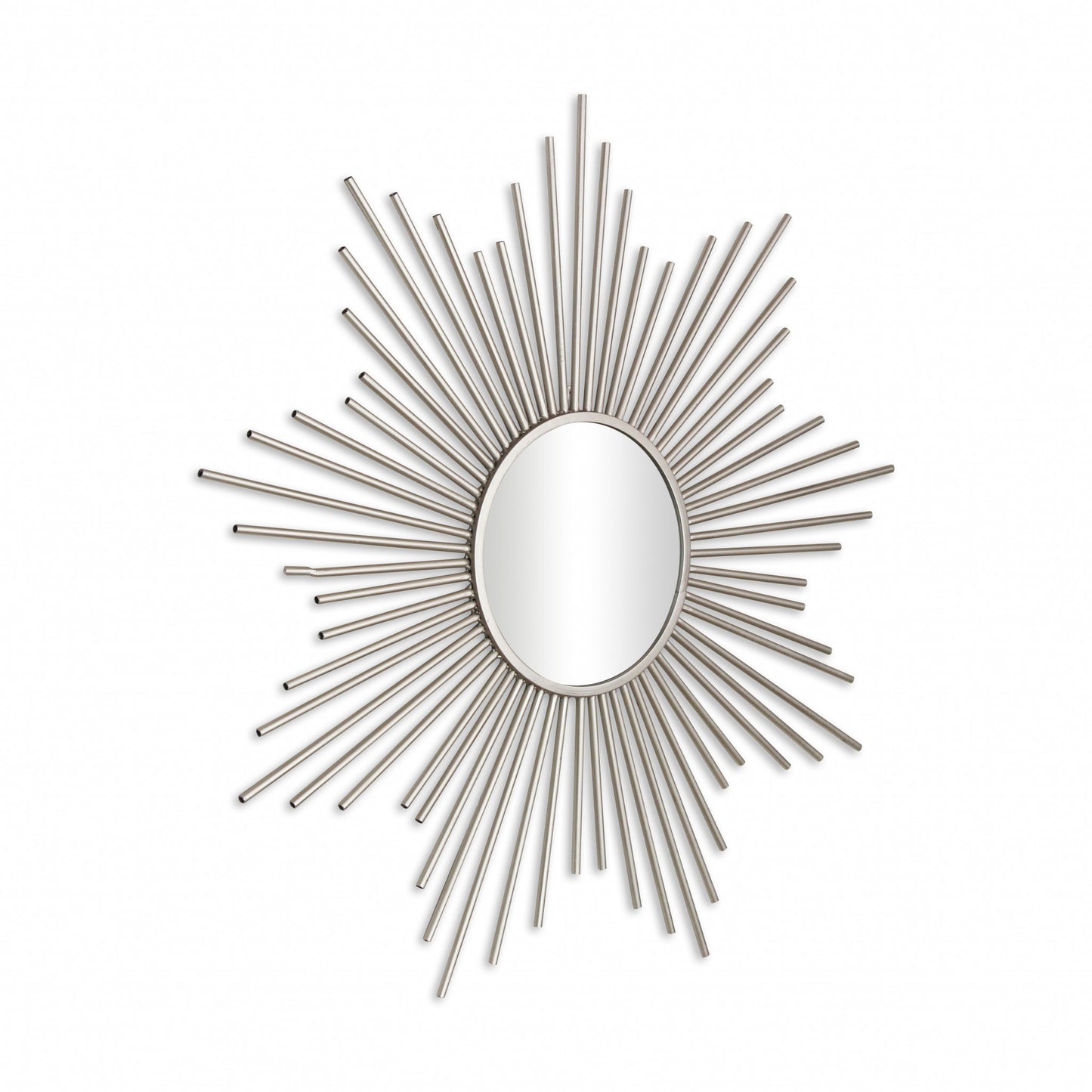 Striking Silver Metal Sunburst Design Wall Mirror