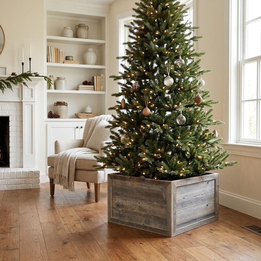 23" Natural Weathered Gray Plank Christmas Tree Collar