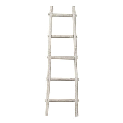 59" Gray Five Step Rustic Weathered Grey Wood Ladder Shelf