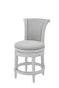 39" Light Gray and White Fabric Counter Height Swivel Bar Chair