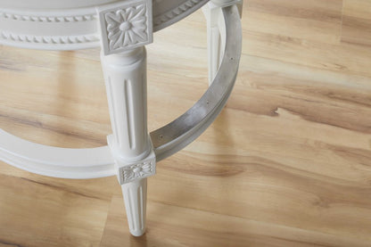 Light Gray and White Solid Wood Swivel Bar Chair