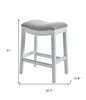 31" Light Gray And White Fabric And Solid Wood Backless Bar Height Bar Chair