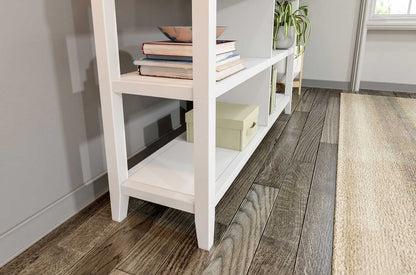 30" White Wood Two Shelf Bookcase