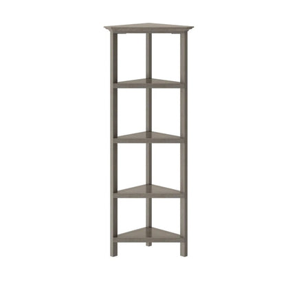 Gray Solid Wood Corner Bookcase