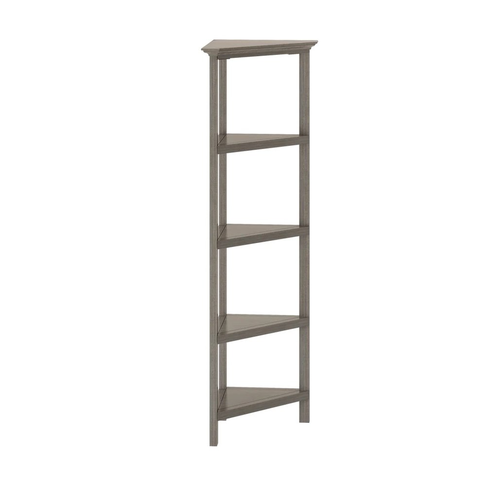 Gray Solid Wood Corner Bookcase