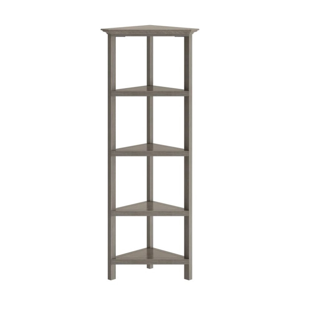 Gray Solid Wood Corner Bookcase